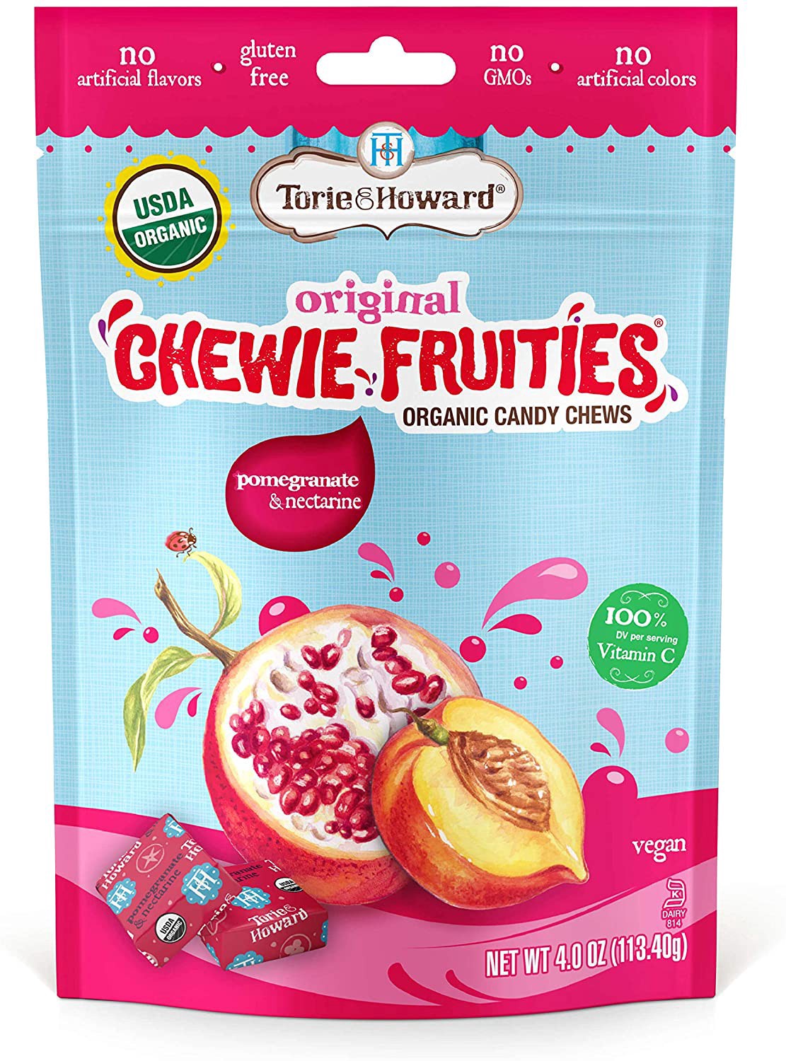 slide 1 of 2, Torie & Howard Chewie Fruities Organic Original Pomegranate & Nectarine Candy Chews 4.0 oz, 4 oz