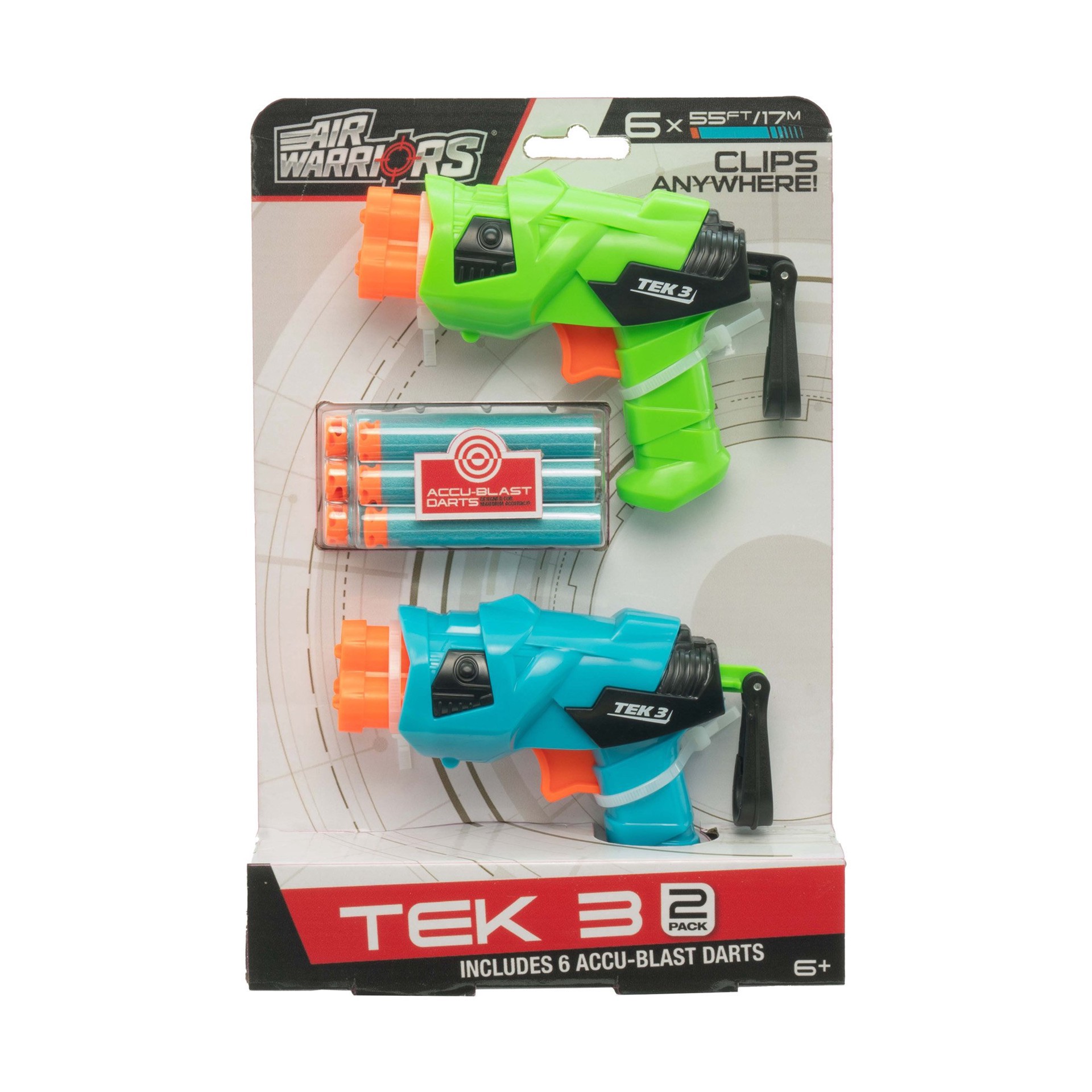 slide 1 of 1, Air Warriors Tek 3 Dart Blasters, 2 ct