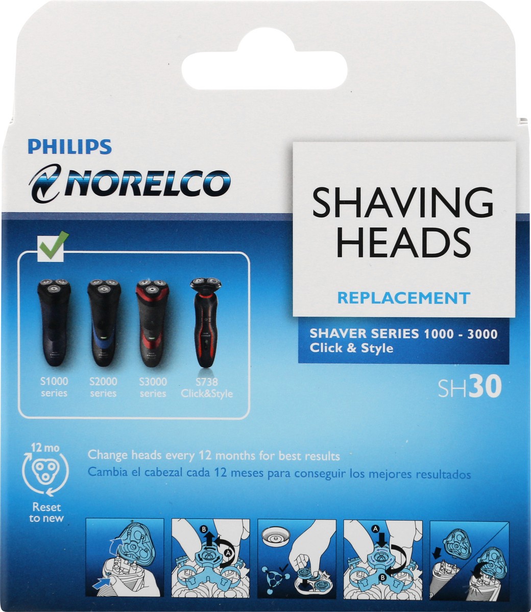 slide 8 of 9, Philips Shaving Heads, Norelco, Replacement, Box 3 ea, 3 ct