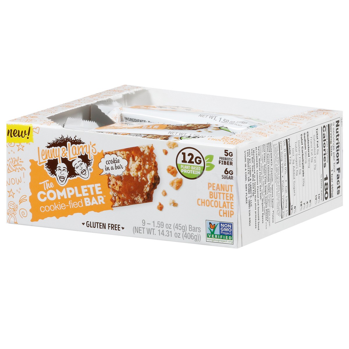 slide 8 of 13, Lenny & Larry's Cookie-Fied Gluten Free Peanut Butter Chocolate Chip Bars 9 - 1.59 oz Bars, 9 ct