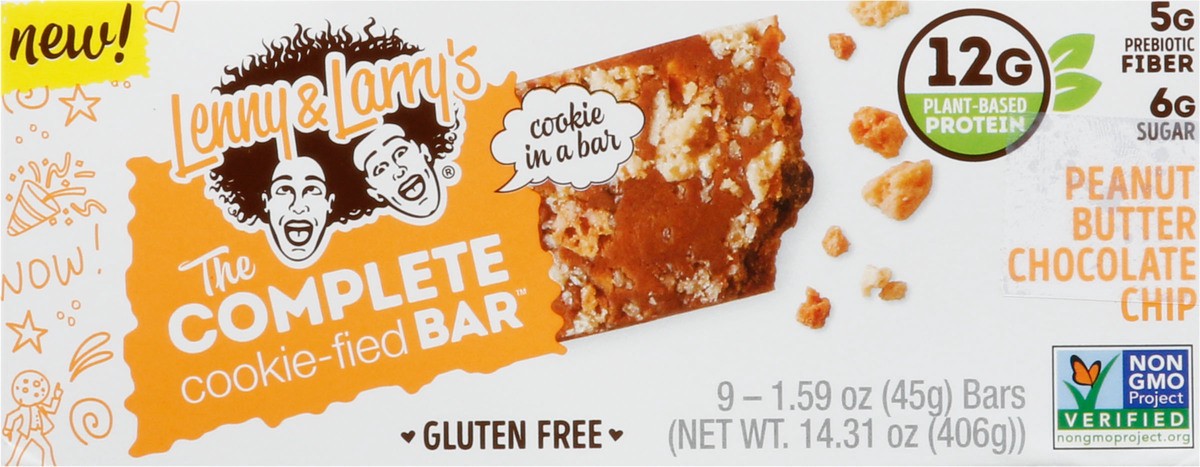 slide 12 of 13, Lenny & Larry's Cookie-Fied Gluten Free Peanut Butter Chocolate Chip Bars 9 - 1.59 oz Bars, 9 ct