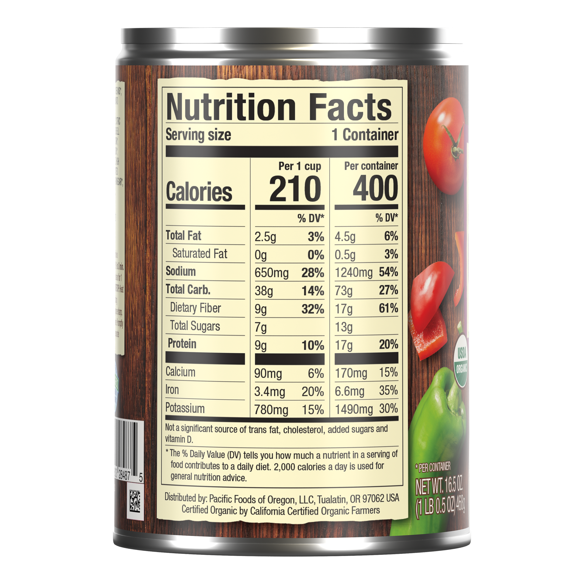 slide 2 of 5, Pacific Foods Organic Harvest Black Bean Chili, Plant Based, 16.5 oz Can, 16.5 oz