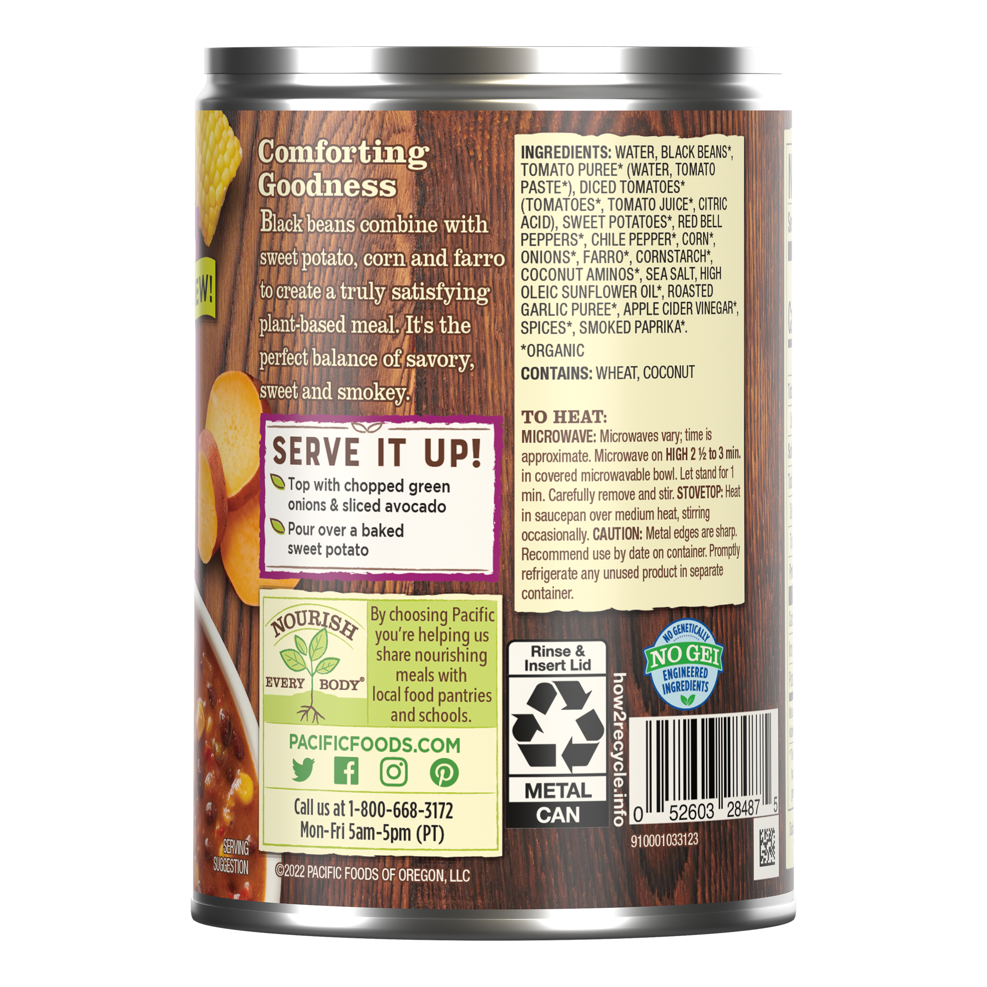 slide 3 of 5, Pacific Foods Organic Harvest Black Bean Chili, Plant Based, 16.5 oz Can, 16.5 oz