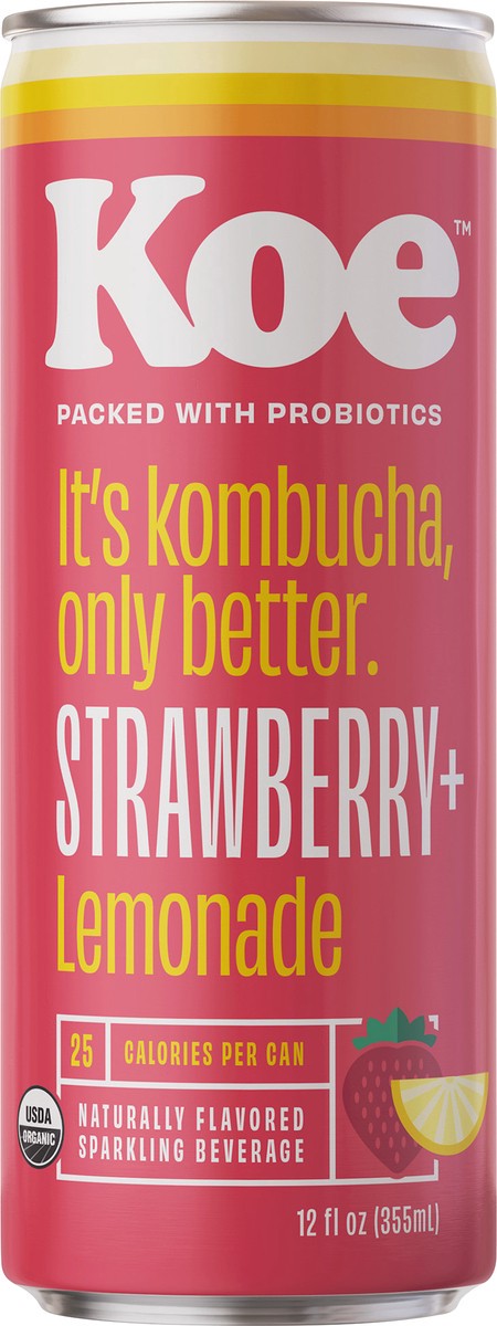 slide 3 of 6, KÖE Organic Kombucha, Strawberry Lemonade 12 fl oz, 12 fl oz