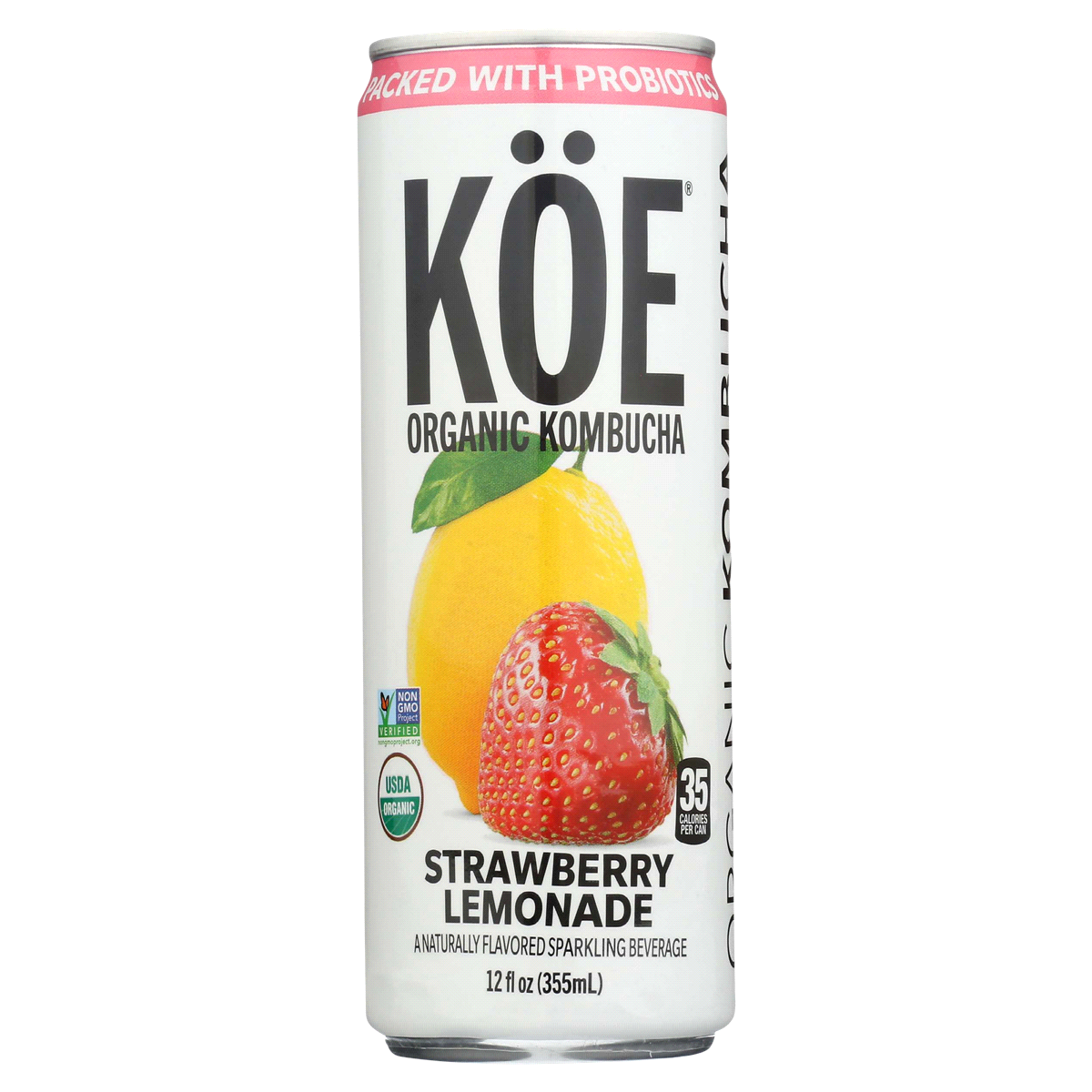 slide 1 of 1, KÖE Strawberry Lemonade Kombucha, 12 oz
