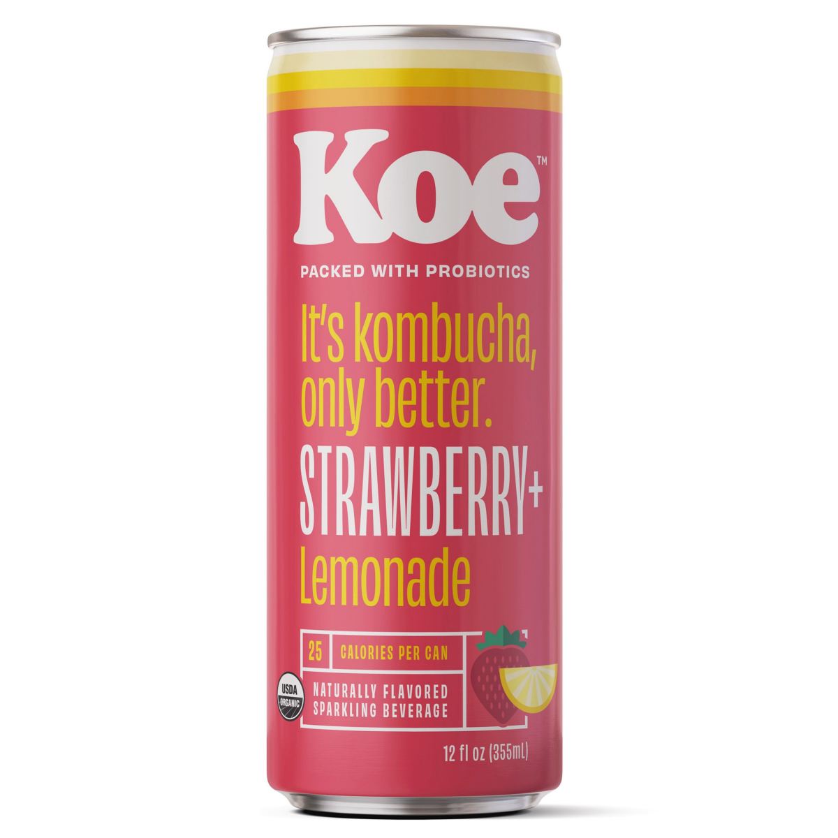 slide 1 of 6, KÖE Organic Kombucha, Strawberry Lemonade 12 fl oz, 12 fl oz