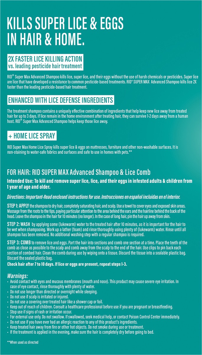 slide 10 of 12, RID Super Max 5-in-1 Hair & Home Complete Lice Treatment Kit, 1 ct