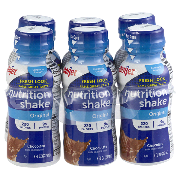 slide 1 of 3, Meijer NutriSure Original Nutrition Shake, Chocolate, Ready-to-Drink Shake, 8 oz, 6 ct