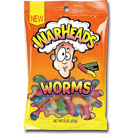 slide 1 of 1, Warheads Sour And Chewy Worms, 5 oz