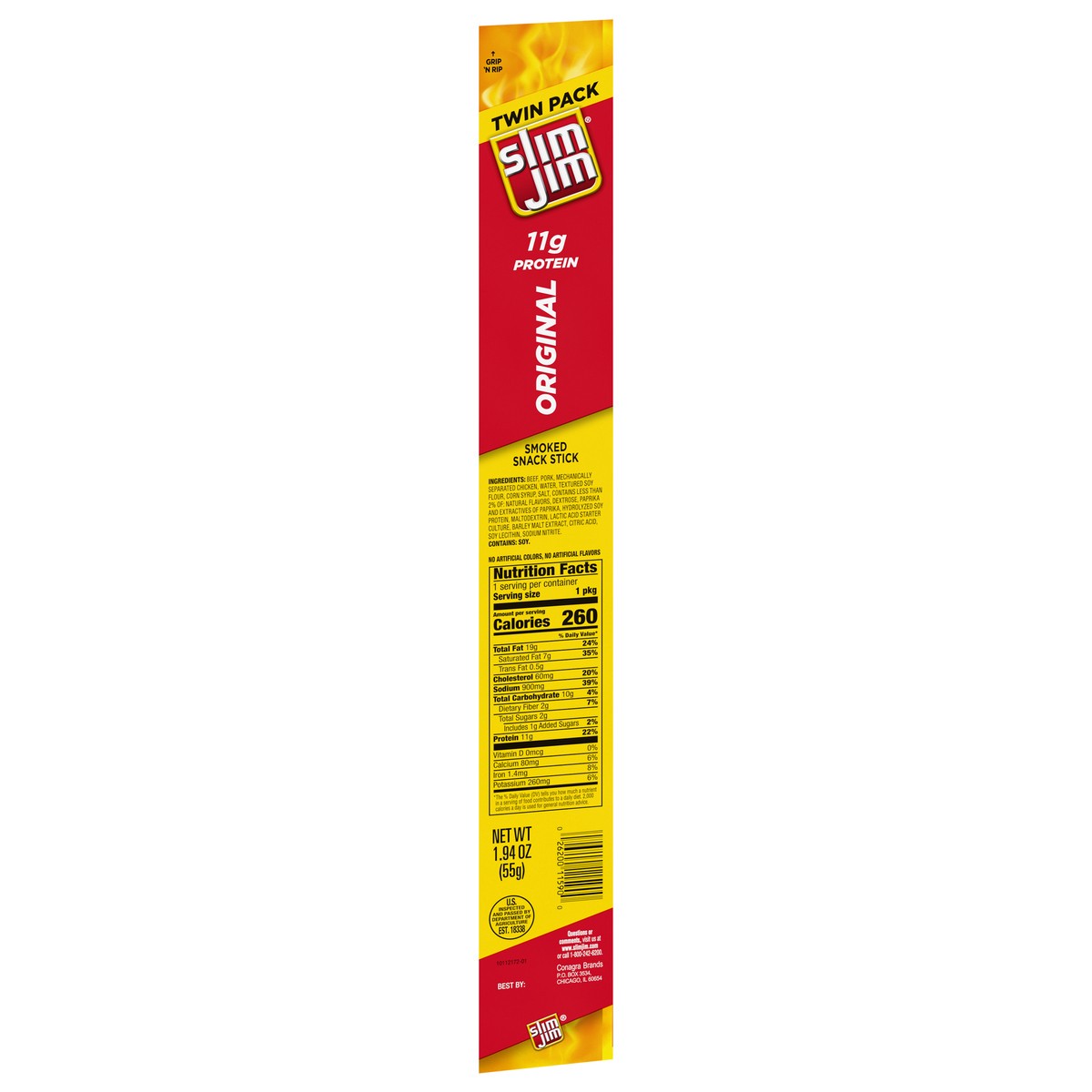 slide 5 of 5, Slim Jim Smoked Original Snack Stick Twin Pack 1.94 oz, 1.94 oz