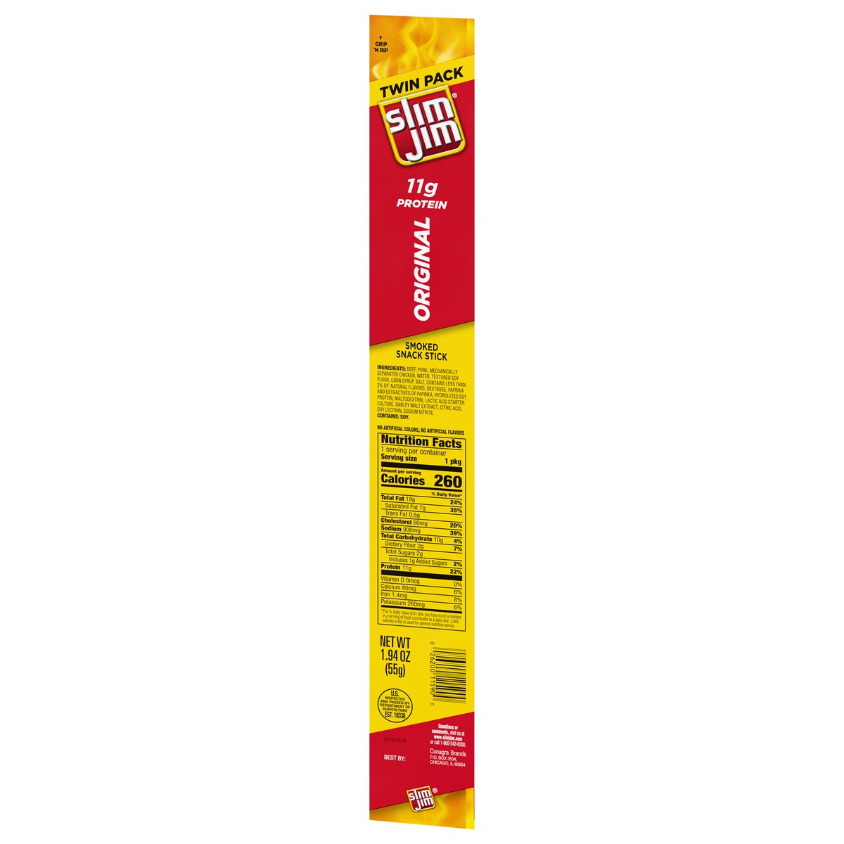 slide 4 of 5, Slim Jim Smoked Original Snack Stick Twin Pack 1.94 oz, 1.94 oz