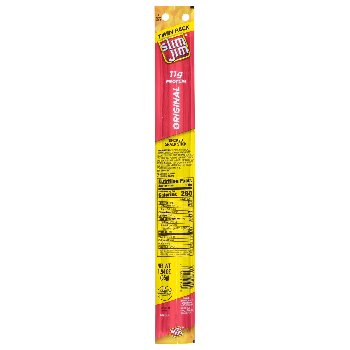 slide 1 of 5, Slim Jim Smoked Original Snack Stick Twin Pack 1.94 oz, 1.94 oz