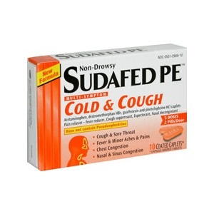 slide 1 of 1, Sudafed Pe Cold And Cough Caplets, 10 ct