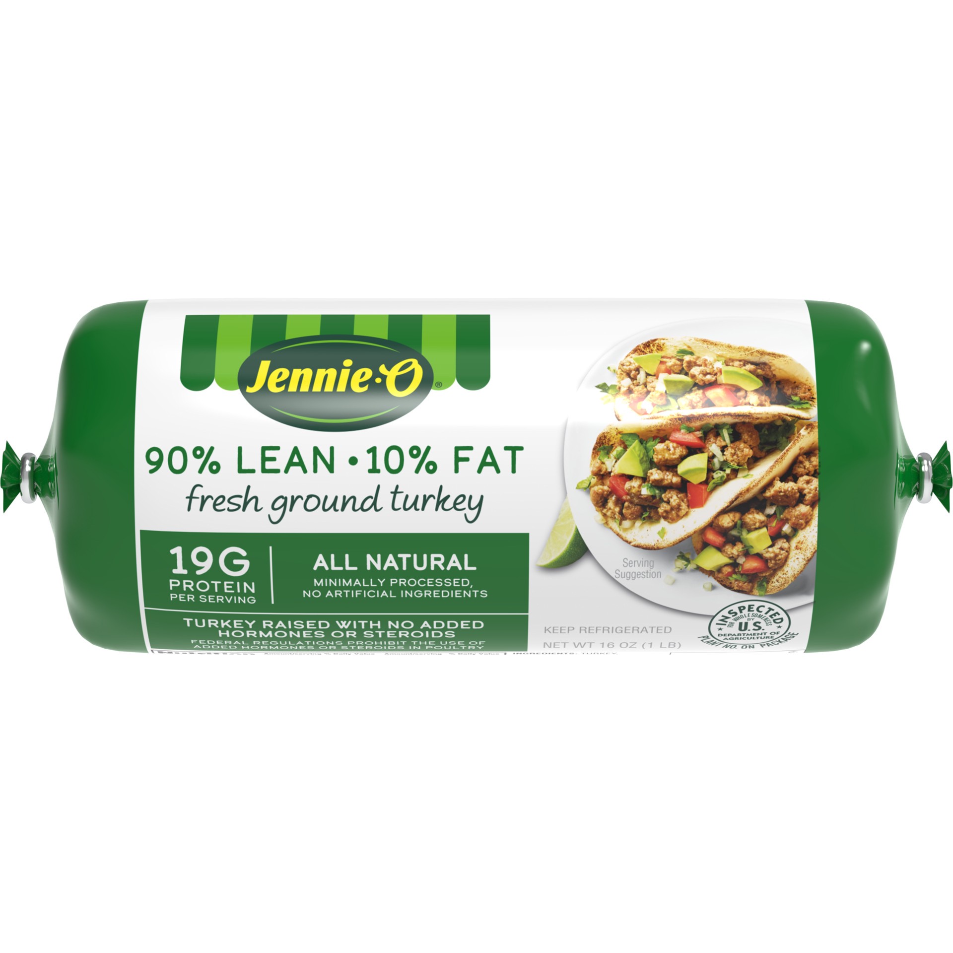 slide 1 of 6, Jennie-O JENNIE-O Ground Turkey 90% Lean / 10% Fat - 1 lb. chub, 16 oz