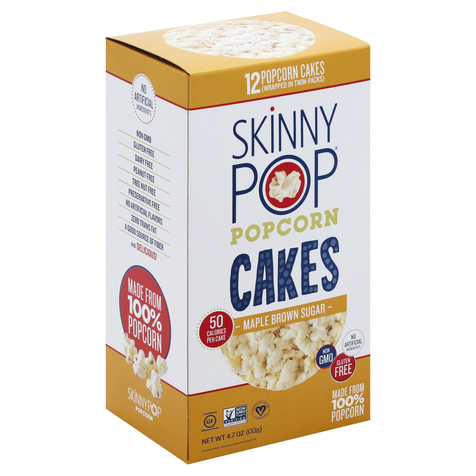 slide 1 of 1, SkinnyPop Popcorn Cakes Maple Brown Sugar, 12 ct