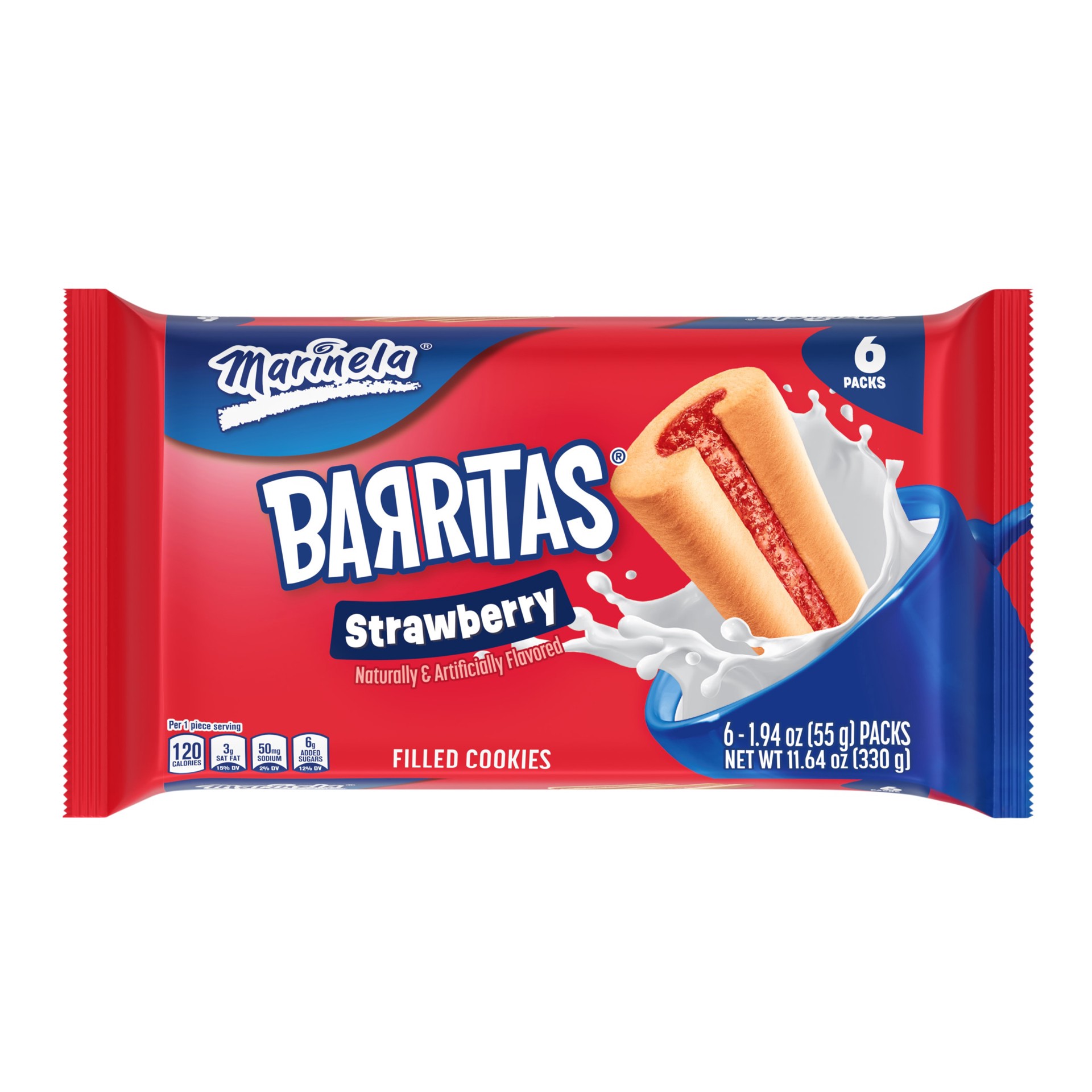 slide 1 of 11, Marinela Barritas Fresa Filled Cookies, 6 packs, Strawberry Cookie Bars, 11.64 oz Multipack, 6 ct