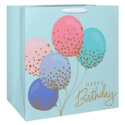 American Greetings Happy Birthday Balloons Teal Colossal Square Gift Bag