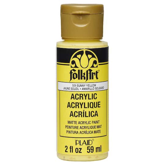 slide 1 of 2, 509 Sunny Yellow 2 oz Folkart 2oz. Matte Acrylic Paint, 2 oz