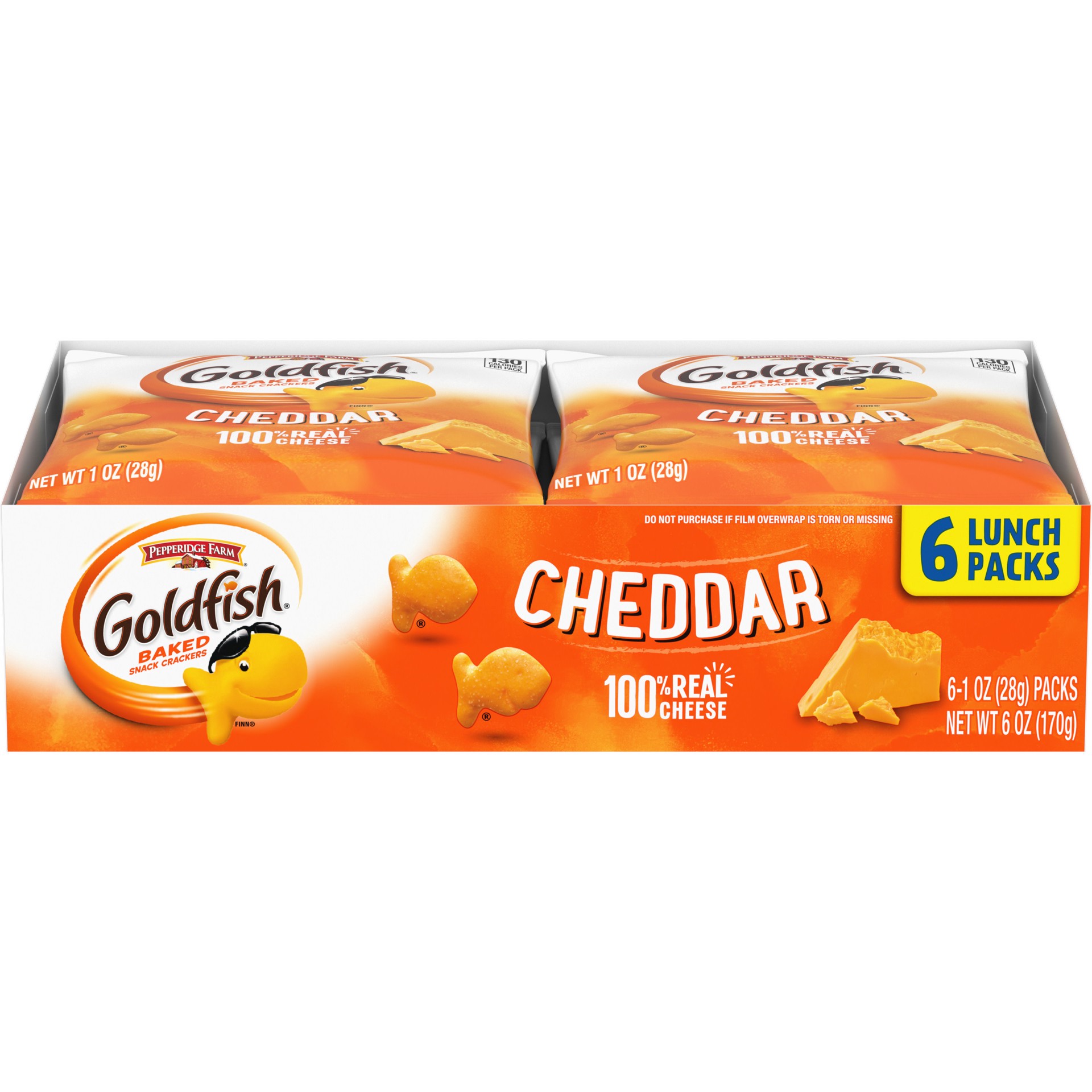 slide 1 of 5, Pepperidge Farm Goldfish Cheddar Crackers, 6 oz. Multi-pack Tray, 6-count 1 oz. Single-Serve Snack Packs, 6 oz