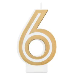 American Greetings Gold Birthday Number Candle - 6