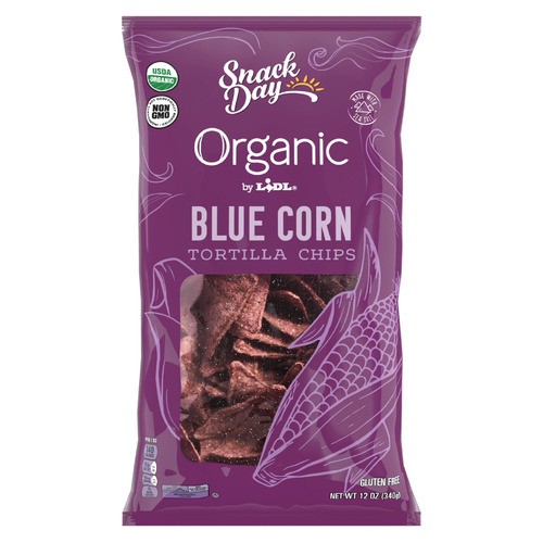 slide 1 of 1, Snack Day organic tortilla chips, blue corn, 12 oz