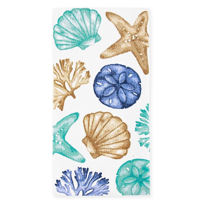 slide 1 of 1, KitchenSmart Colors Painterly Shells Fiber Reactive Kitchen Towel - Surf Stripe, 1 ct