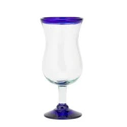 10 Strawberry Street Cobalt Rim Hurricane Glass