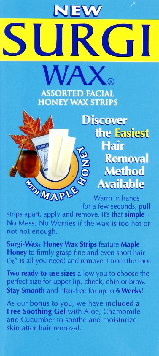 slide 6 of 6, Surgi Wax Strips, for Face, Upper Lip, Chin & Cheek, Assorted Honey, 14 gram