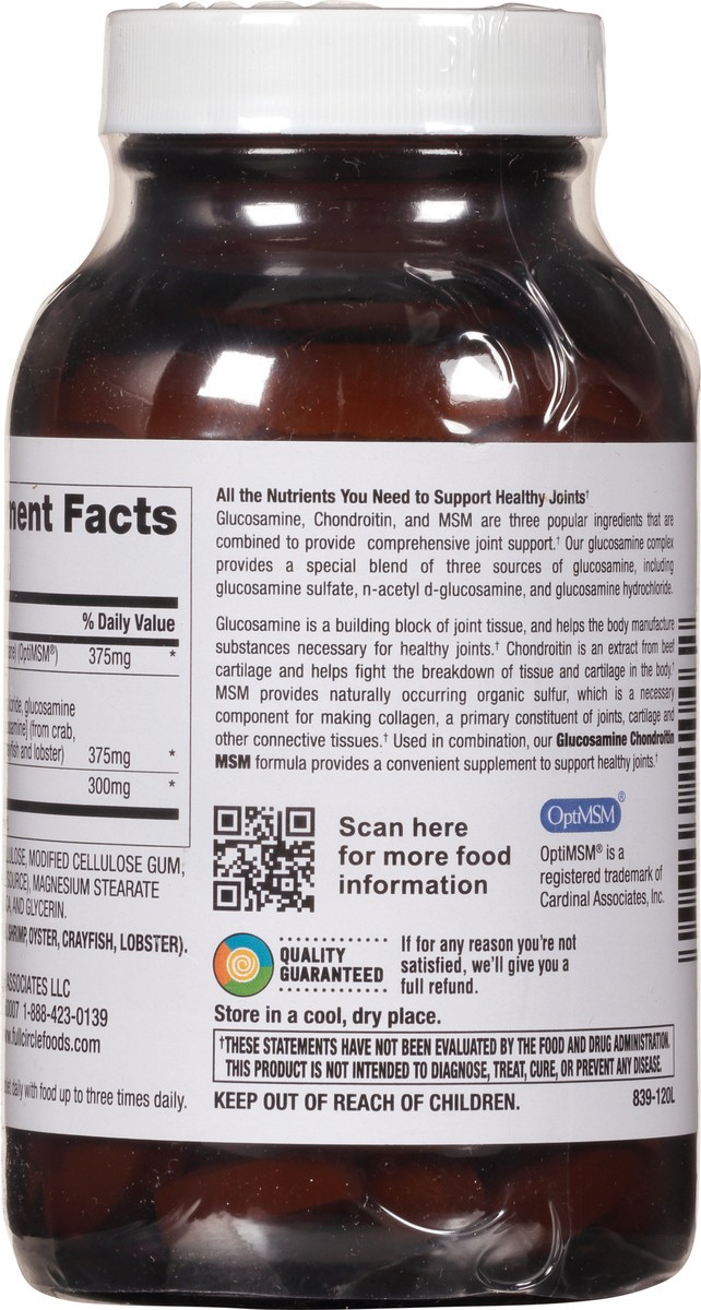 slide 9 of 15, Full Circle Market Full Circle Glucosamine Chondroitin MSM Dietary Supplement Tablets, 120 ct