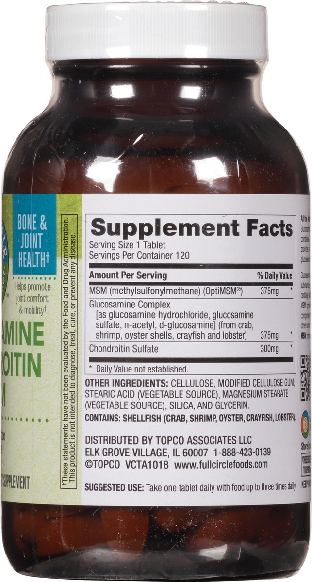 slide 5 of 15, Full Circle Market Full Circle Glucosamine Chondroitin MSM Dietary Supplement Tablets, 120 ct