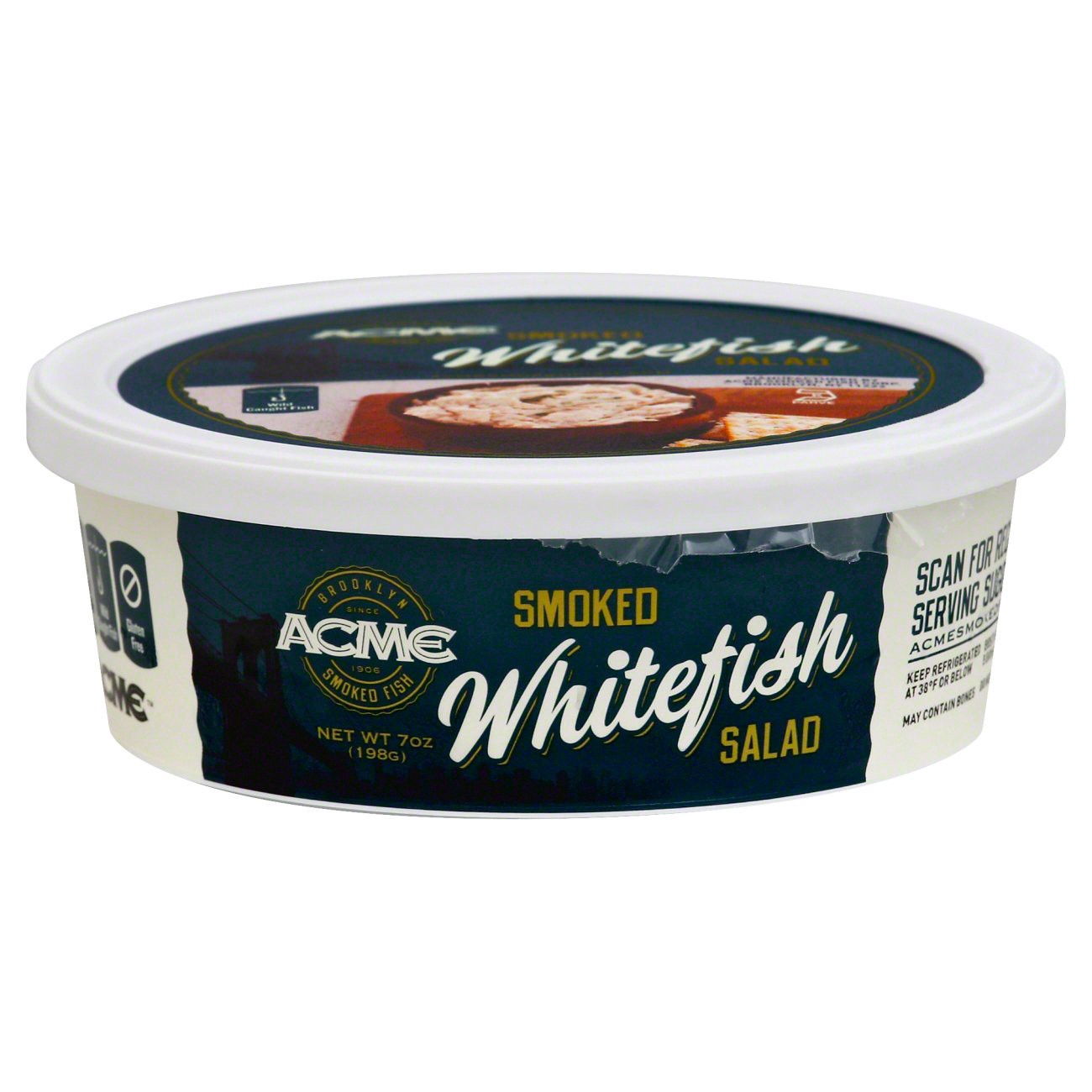 slide 1 of 1, Acme Kosher Smoked Whitefish Salad, 7 oz