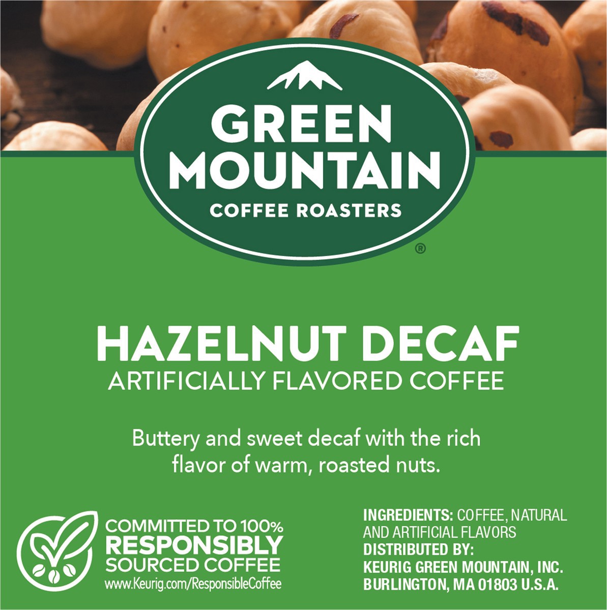 slide 8 of 9, Green Mountain Coffee Roasters Hazelnut Decaf Keurig Single-Serve K-Cup pods, Light Roast Coffee, 10 Count, 10 ct