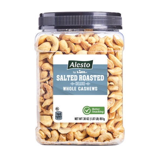 slide 1 of 1, Alesto roasted whole deluxe cashews, 30 oz