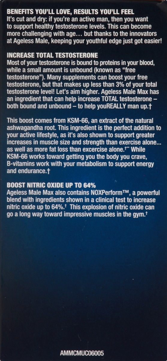 slide 6 of 9, Ageless Male Max Dietary Supplement Caplets, 60 ct