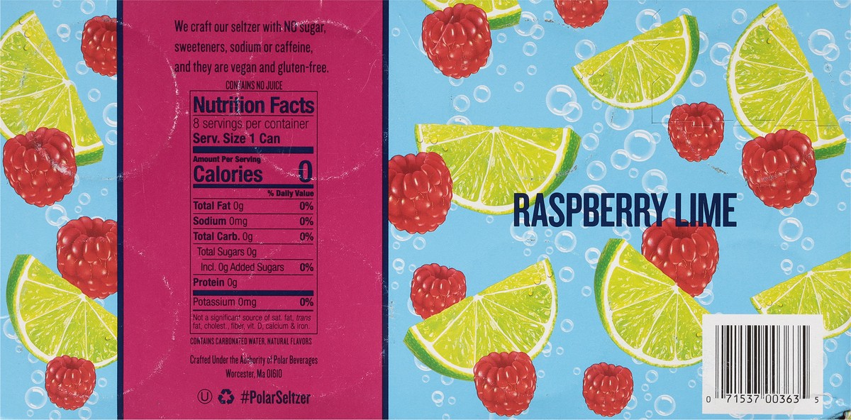 slide 5 of 9, Polar Seltzer - 8pk 12oz - Raspberry Lime, 8 ct; 12 oz