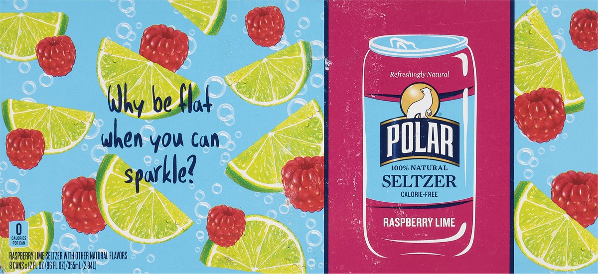 slide 3 of 9, Polar Seltzer - 8pk 12oz - Raspberry Lime, 8 ct; 12 oz