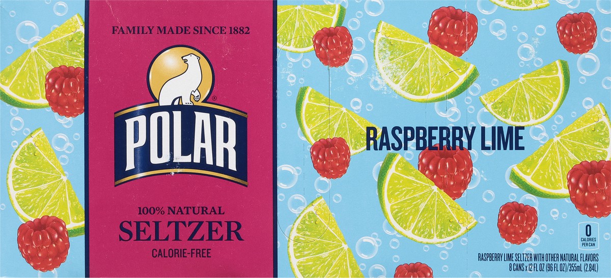 slide 8 of 9, Polar Seltzer - 8pk 12oz - Raspberry Lime, 8 ct; 12 oz