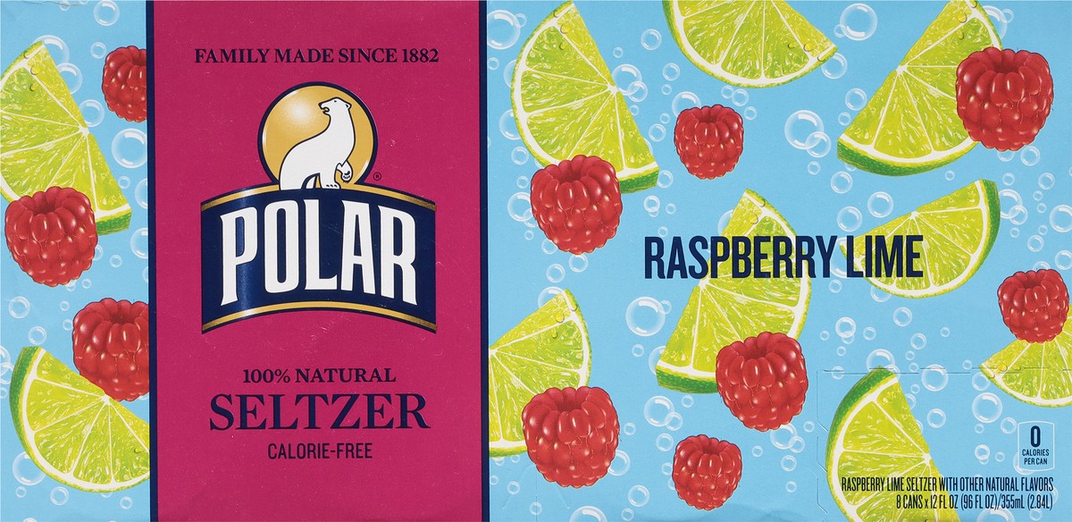 slide 6 of 9, Polar Seltzer - 8pk 12oz - Raspberry Lime, 8 ct; 12 oz