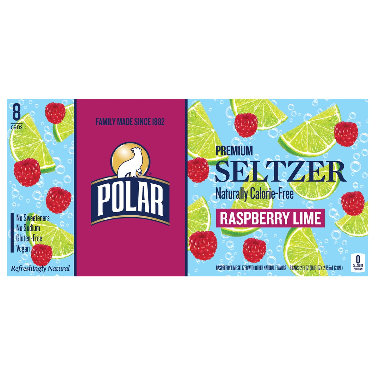 slide 1 of 9, Polar Seltzer - 8pk 12oz - Raspberry Lime, 8 ct; 12 oz