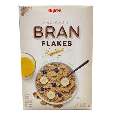 slide 1 of 1, Hy-Vee Cereal, Bran Flakes Enriched, 17.3 oz