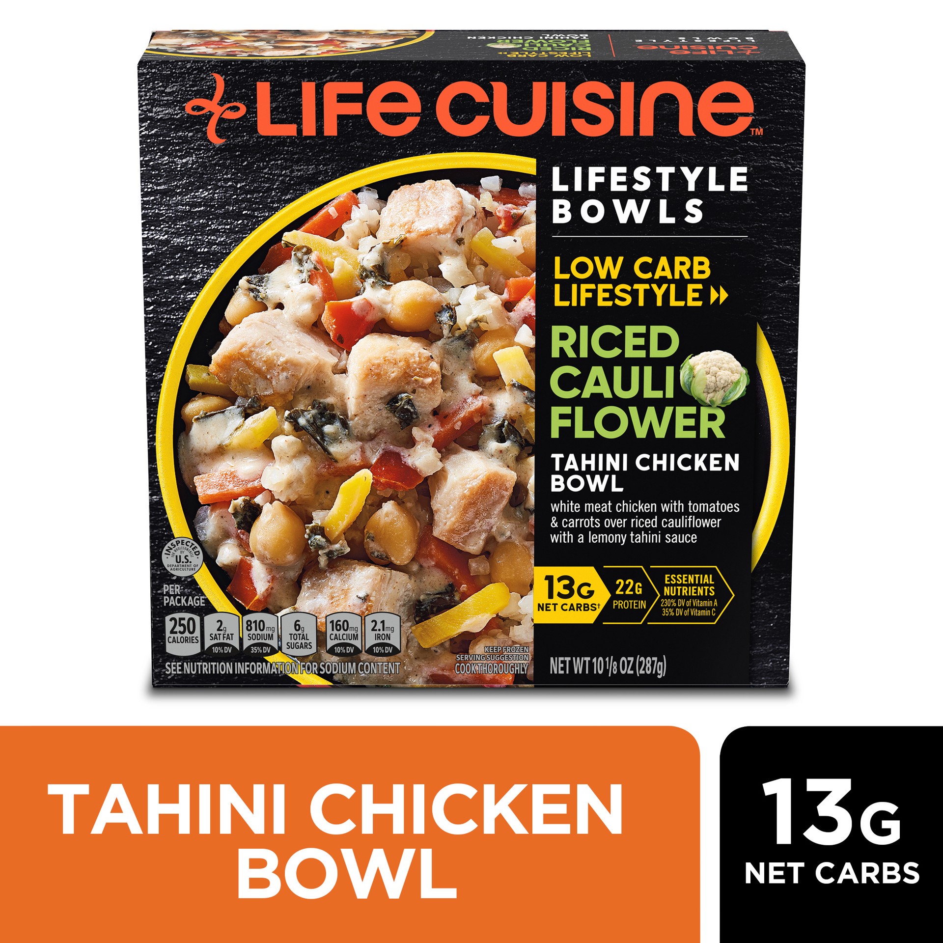 slide 1 of 29, Life Cuisine Riced Cauliflower Tahini Chicken Bowl Frozen Meal, 10.12 oz