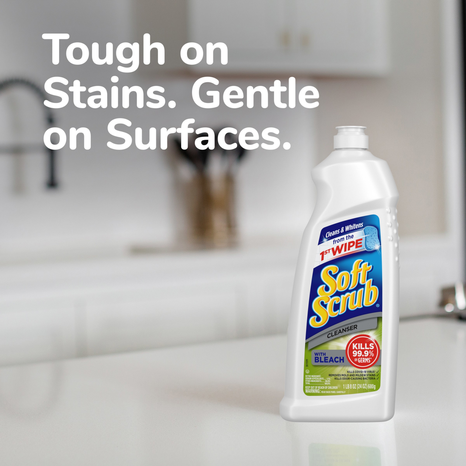 slide 3 of 7, Soft Scrub Cleanser with Bleach 24 oz, 24 oz