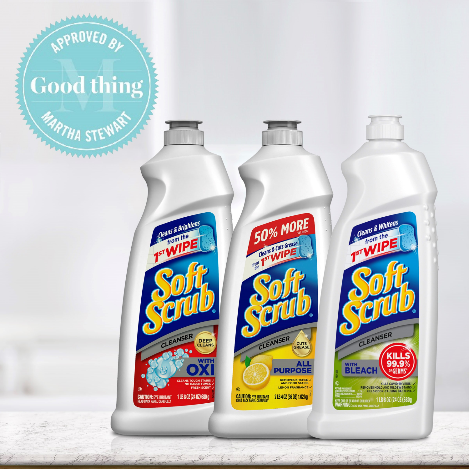 slide 4 of 7, Soft Scrub Cleanser with Bleach 24 oz, 24 oz