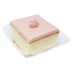 H-E-B Bakery Kosher Strawberry Buttercream White Cake Slice