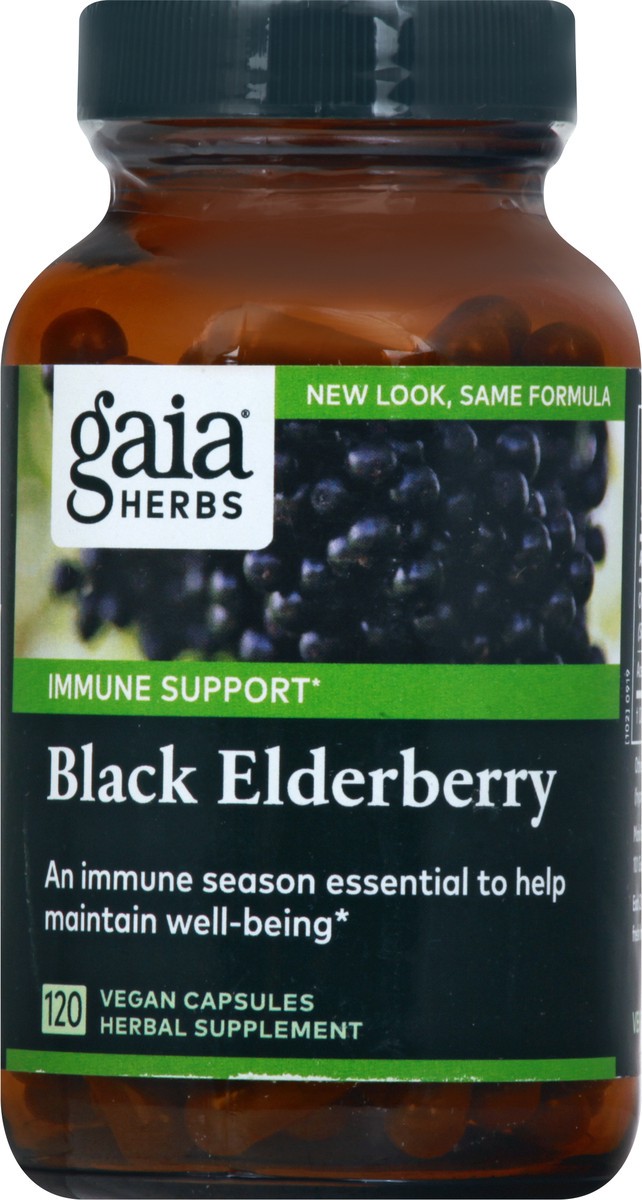 slide 2 of 12, Gaia Herbs Gaia Black Elderberry, Rapid Relief, Vegan Capsules, 120 ct