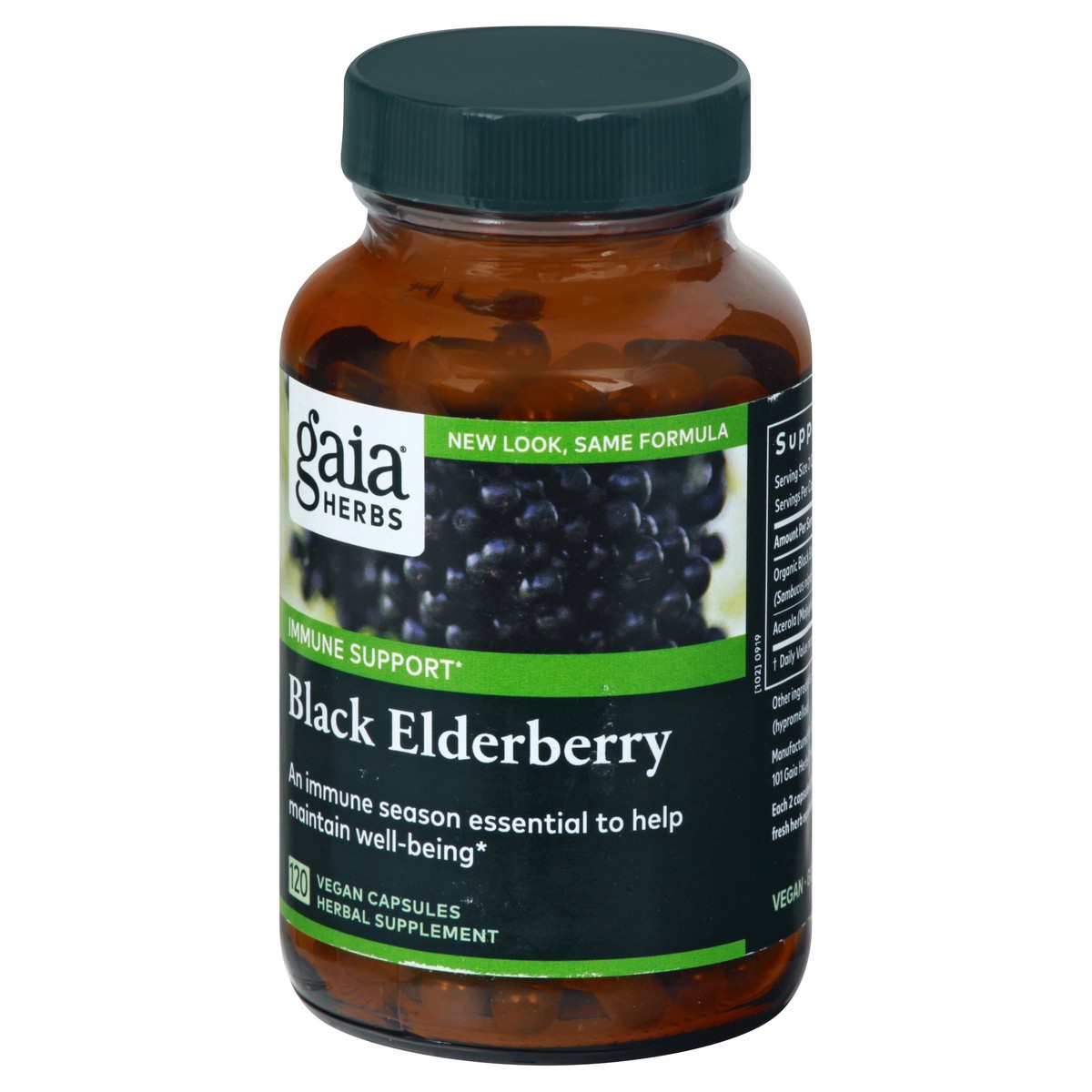 slide 8 of 12, Gaia Herbs Gaia Black Elderberry, Rapid Relief, Vegan Capsules, 120 ct