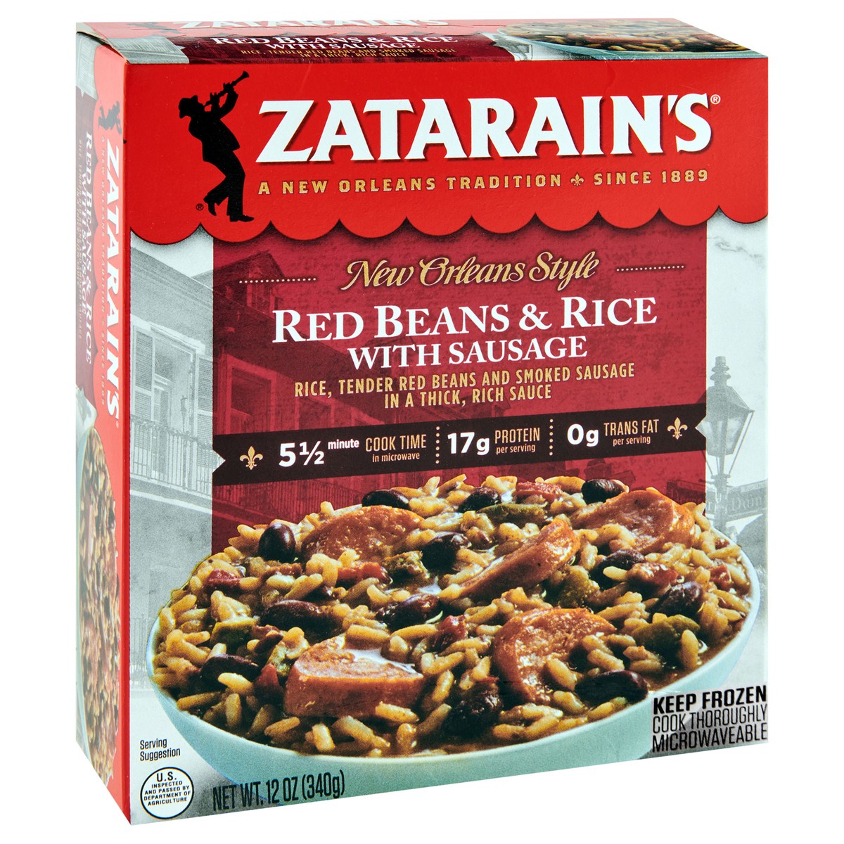 slide 2 of 9, Zatarain's Frozen Meal - Sausage, Red Beans & Rice, 12 oz