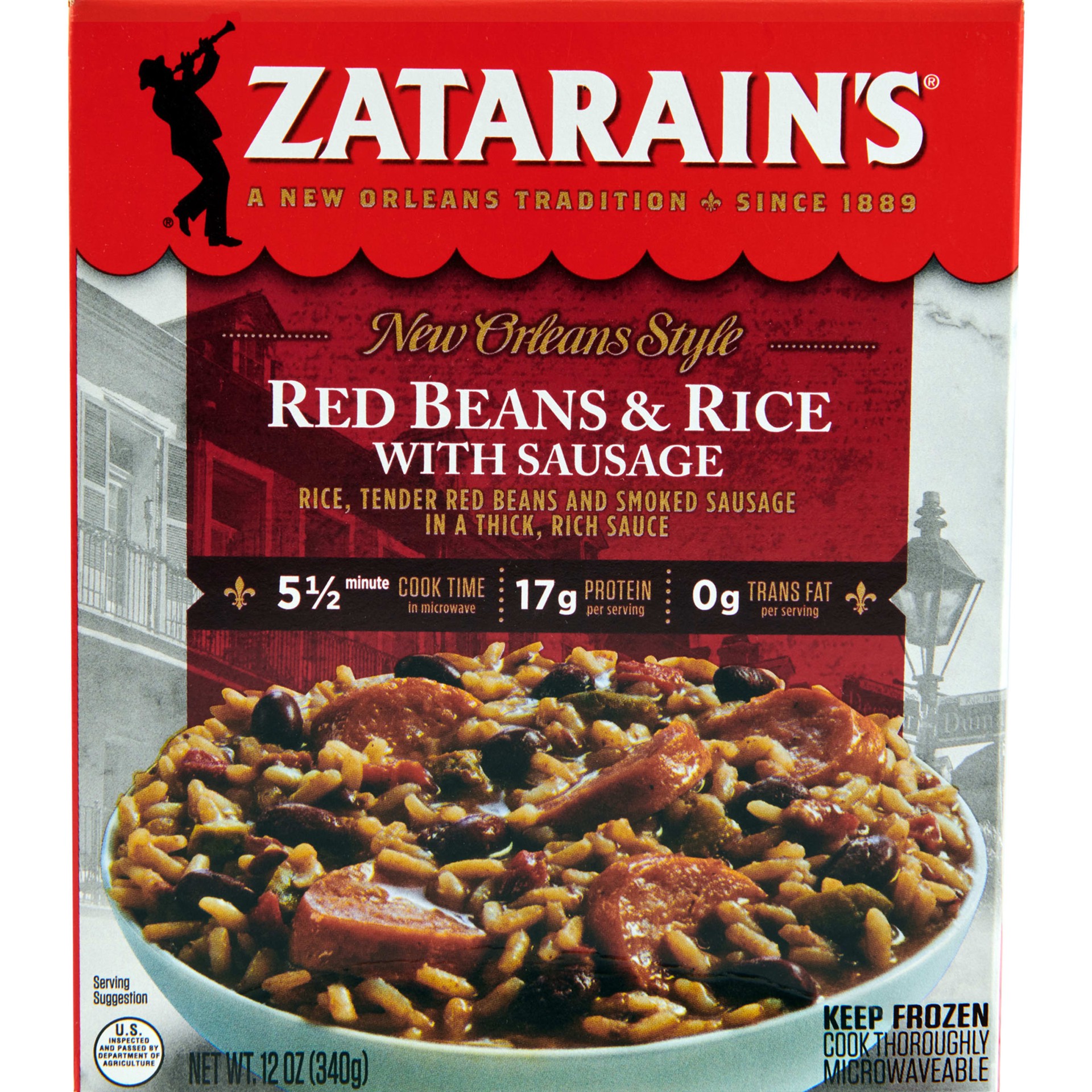 slide 1 of 9, Zatarain's Frozen Meal - Sausage, Red Beans & Rice, 12 oz