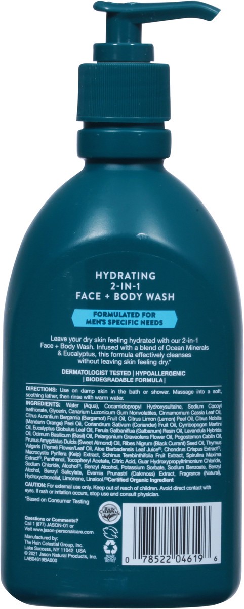 slide 6 of 9, Jason Men's Ocean Minerals + Eucalyptus Face + Body Wash 16 fl oz, 16 fl oz