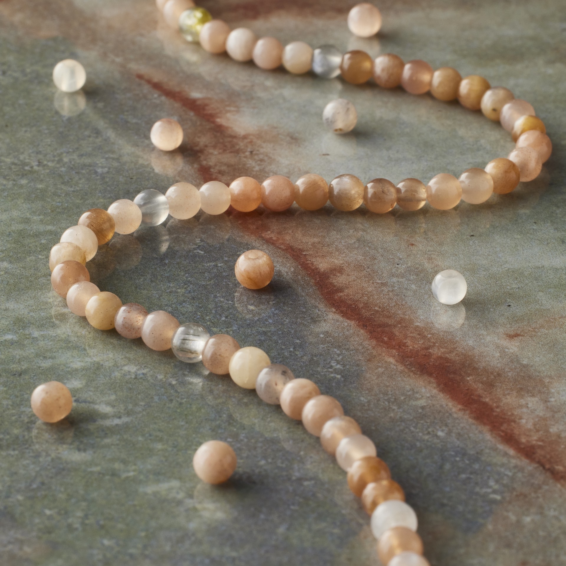 slide 3 of 3, Sunstone Round Beads, 4mm By Bead Landing, 4 mm